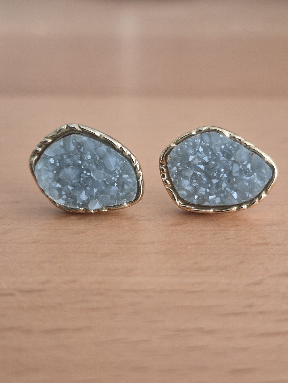 Grey druzy quartz earrings